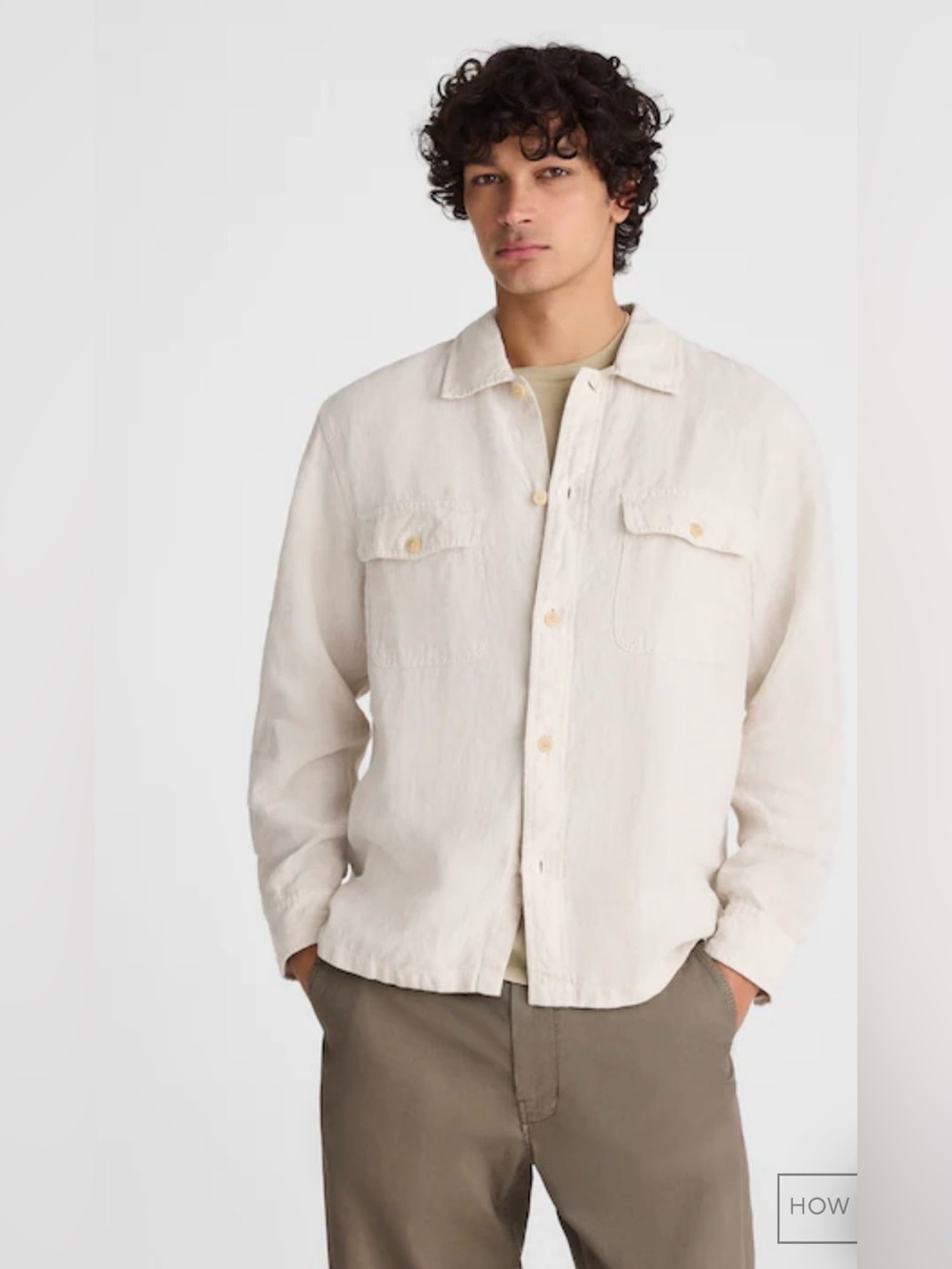 Lucky brand men’s M classic fit long sleeve 100% linen lightweight button shirt
